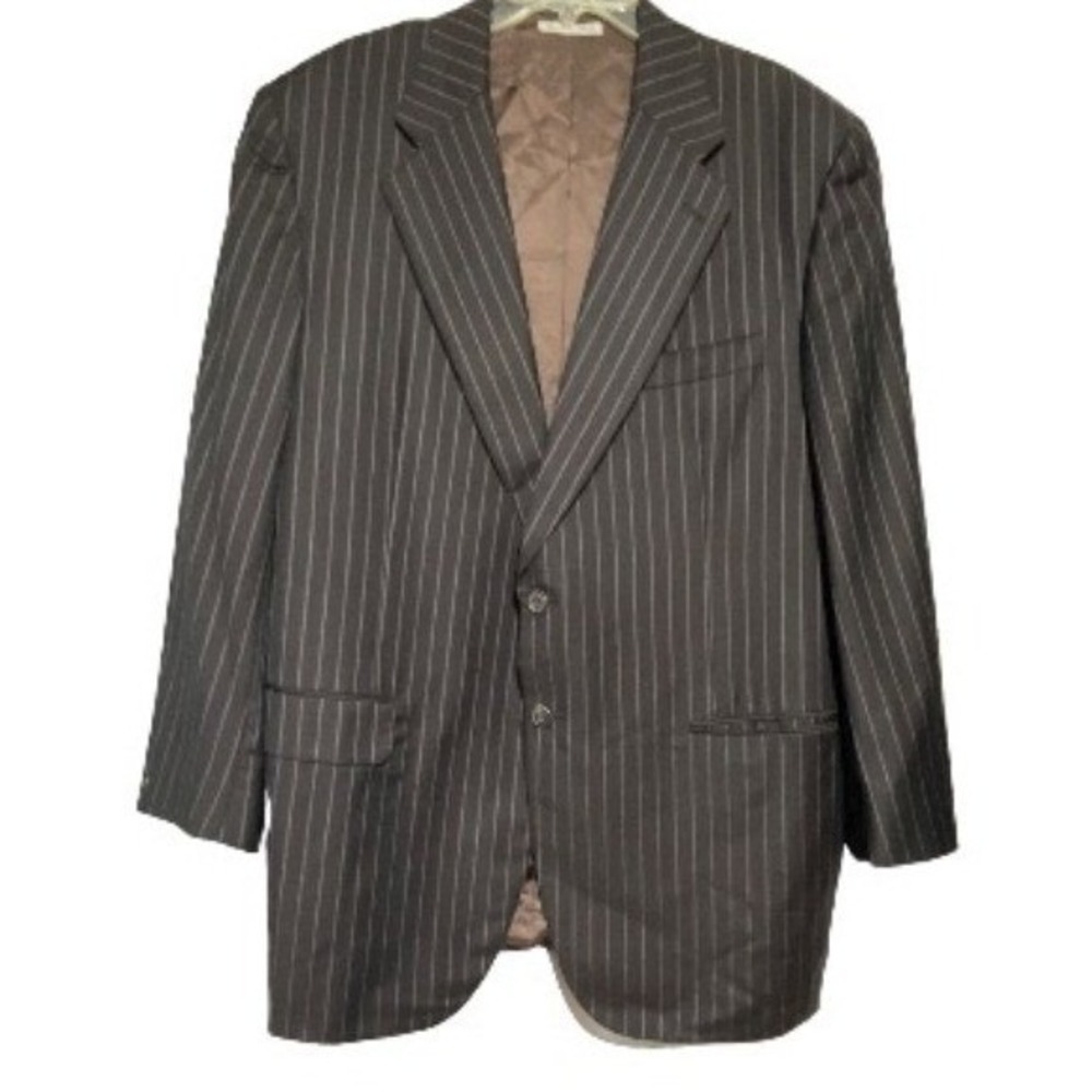 Belvest Stanley Korshak Mens Blazer Super 150s Wool Pinstripe Grey Italy 48L‎